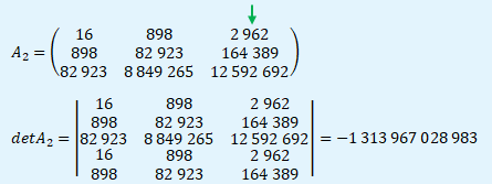 Matice A2 a její determinant