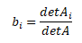 Cramerův vzorec pro řešení neznámých parametrů soustavy rovnic