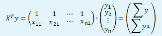 Součin transponované matice X a vektoru y