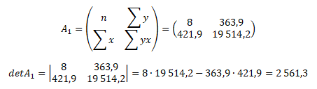 Matice A<sub>1</sub> a její determinant Matice A<sub>1</sub> a její determinant